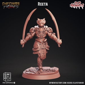 Cat Folk Assassin Miniature | Catfolk Rogue Miniature | for D&D 5e, Pathfinder and other RPG&#39;s | 32mm