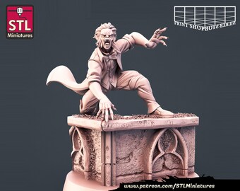 Lurking Vampire Miniature | Uprising Vampire | Undead Horde | STL Miniatures | 32 mm | for modern Tabletop Games