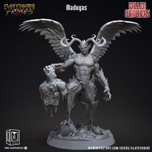 Cruel Demon Miniature | Horned Devil with poor Soul Miniature | Devils and Demons | for D&D 5e, Pathfinder and other RPG's | 32mm