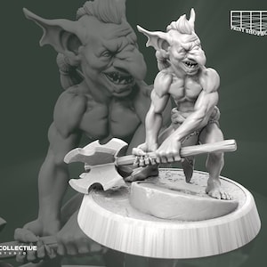 Goblin Barbarian Miniature | Goblinoid Mace Fighter Figure | Monsters | Cave Encounter | for D&D 5e, Pathfinder and other RPG&#39;s | 32mm | 75mm