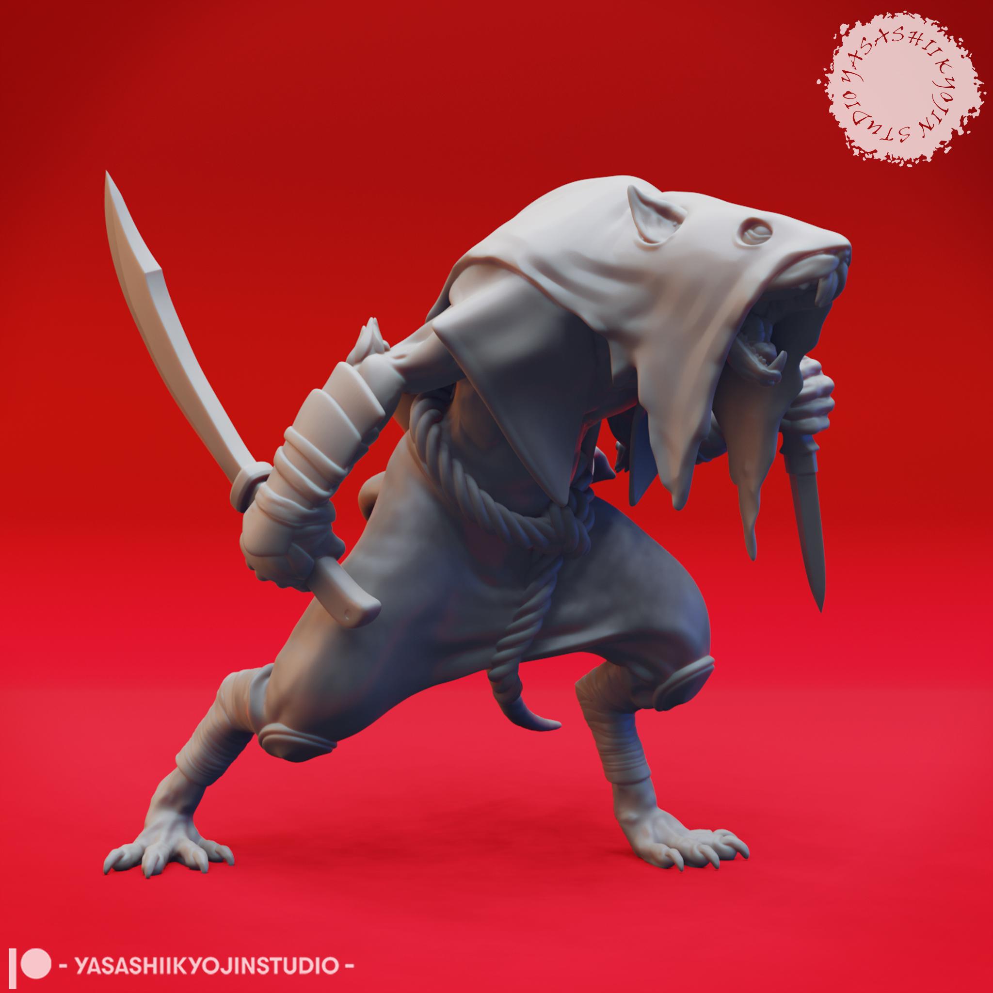 Sneaky Wererat Miniature | Humanoid Rat With Knives Miniature | Iconic ...