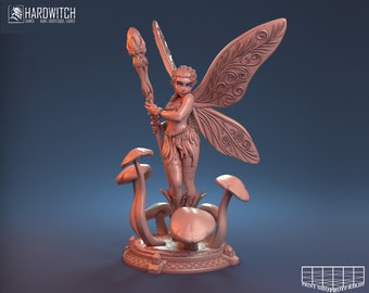 Fairy Magician Astrix Miniatuur | Vlindermeisje Figuur | voor D&D 5e, Pathfinder en andere RPG's | 28mm | 32mm | 75mm