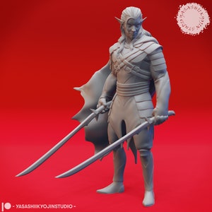 Dark Elf Fighter Miniature | Dark Elf Ranger Miniature | Famous Folk Hero | for D&D 5e, Pathfinder and other RPG&#39;s | 32mm
