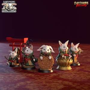 Young Rabbit Folk Set Miniature | Young Rabbit Folk Set Miniature | for D&D 5e, Pathfinder and other RPG's | 32mm