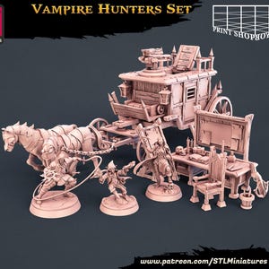 Set de miniaturas de Cazador de vampiros | Pack de figuras de Cazador de vampiros | Terreno de mazmorra | para juegos de rol como D&D, Pathfinder y otros | 32 mm