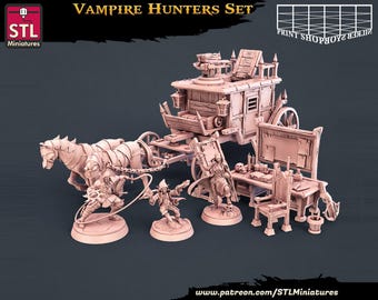 Vampire Hunter Miniature Set | Vampire Hunter Figure Pack | Dungeon Terrain | for TTRPGs like D&D, Pathfinder and others | 32mm