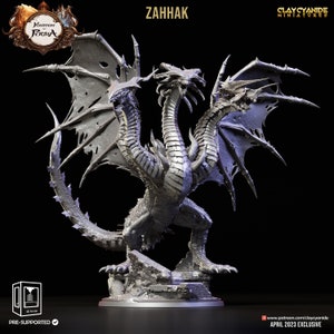 Three-Headed Dragon Miniature | Big Dragon Miniature | for D&D 5e, Pathfinder and other RPG&#39;s | 32 mm