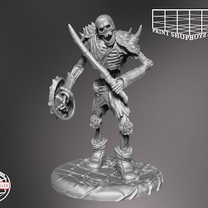 Miniatura di uno scheletro guerriero | Miniatura di uno scheletro guerriero | Giochi di ruolo da tavolo come D&D o Pathfinder | 28 mm