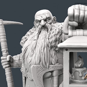 Dwarf Mine Guard Miniature | Dwarven Mine Guardian Miniature | for D&D 5e, Pathfinder and other RPG&#39;s | 32mm