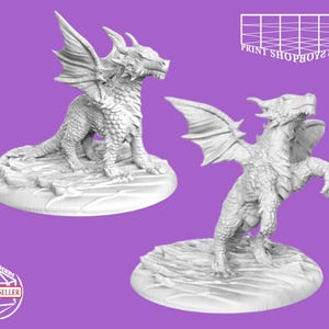 Miniatura de dragón pequeño | Miniatura de dragón | Bestia para juegos de rol de mesa como D&D o Pathfinder | 28 mm