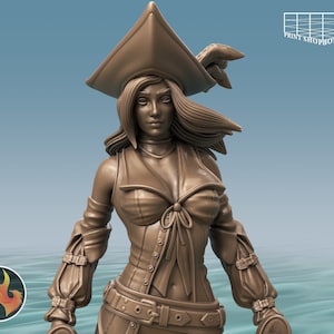 Pirate Fighter Miniature | Female Pirate Skirmisher Miniature | for D&D 5e, Pathfinder and other RPG&#39;s | 28mm | 32mm | 75mm