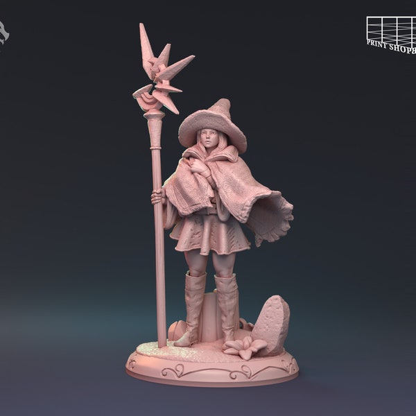 Frost Magierin Miniatur | Ice Sorceress with Staff | for D&D 5e, Pathfinder and other RPG's | 28mm | 32mm | 75mm