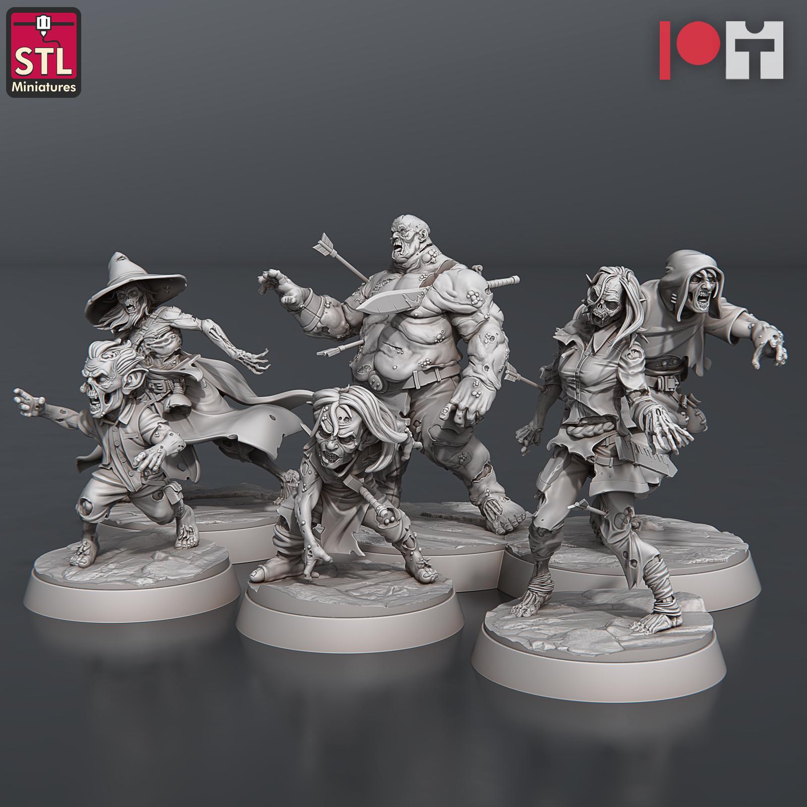 Zombie Horde Miniature Set | Undead Horror Figure Pack | Halloween