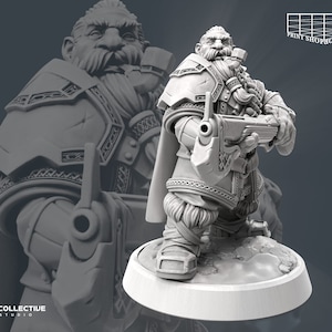Miniatura de Enano Explorador | Figura de Enano Pistolero con Tubo | Personaje Heroico | para D&D 5e, Pathfinder y otros juegos de rol | 32 mm | 75 mm