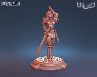 Elf Swordswoman Azuralia Miniature | Female Half Elf Swashbuckler Figure | for D&D 5e, Pathfinder and other RPG's | 28mm | 32mm | 75mm