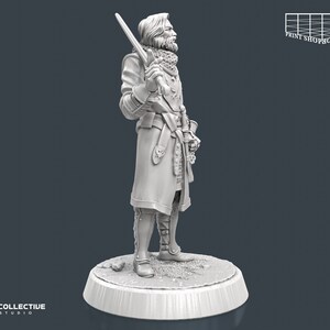 Riddarlig säkerhetsvakt utan hjälm miniatyr | Vaktsvärdskämpe figur | NPC Townsfolk | för D&D 5e, Pathfinder och andra RPG:er | 32 mm | 75 mm bild 5