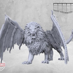 Miniatura di Manticora Viziosa | Figura di Manticora | Mostro iconico | Giochi di ruolo da tavolo come D&D o Pathfinder | 28 mm