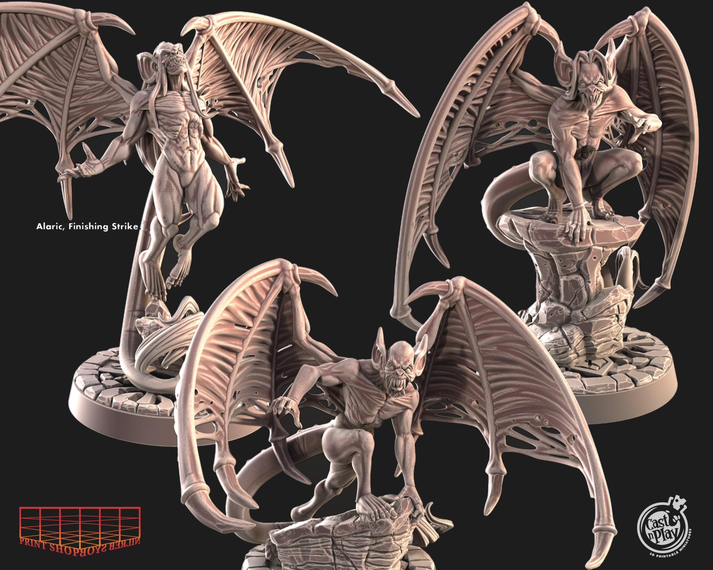 Dark Demons of the Night Miniature Set | Vampire Gloom Predators Figure Pack | for D&D 5e, Pathfinder and other RPG's | 32 mm