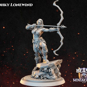 Female Half-Orc Ranger Miniature | Female Orc Archer Miniature | for D&D 5e, Pathfinder and other RPG&#39;s | 32 mm | 75 mm