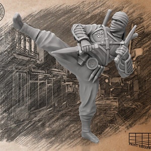 Kunai Ninja Miniature | Bushido Armored Shinobi | for D&D 5e, Pathfinder and other RPG&#39;s | 32mm