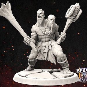 Ettin miniature | Two-Headed Giant Miniature | for D&D 5e, Pathfinder and other RPG&#39;s | 32mm