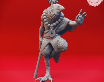 Bird Folk Monk Miniature | Birdfolk Monk Miniature | for D&D 5e, Pathfinder and other RPG's | 32mm