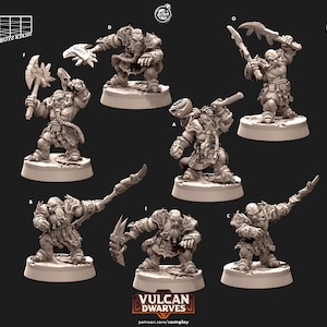 Gray Dwarf Fighter Army Miniature Set | Underdark Dwarven Heat Maulers Figure Pack | for D&D 5e, Pathfinder and other RPG&#39;s | 32mm
