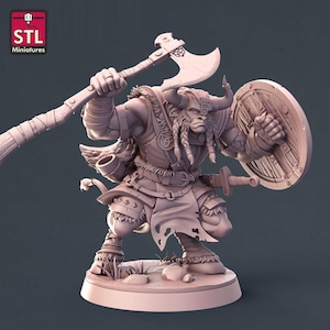 Miniatura de Minotauro con hacha | Miniatura de Minotauro vikingo con hacha | Monstruos icónicos | Juegos de rol de mesa como D&D o Pathfinder