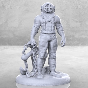Deep sea diver miniature | Subnautical Miniature | Tabletop RPGs like D&D or Pathfinder | 28mm