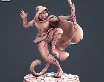Miniatura Cat Folk Rogue | Miniatura Catfolk Rogue | Bohaterska postać | Miniatury STL | 32 mm | do nowoczesnych gier planszowych