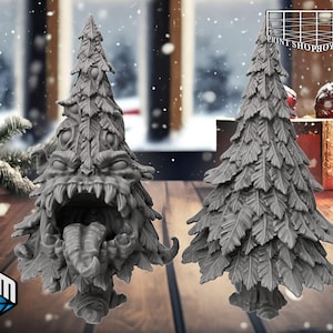 Ensemble miniature imitant l’arbre de Noël | Pack de figurines d’arbre vivant | Aventure de Noël | Terrain d'hiver | pour D&D 5e, Pathfinder et autres RPG | 28mm