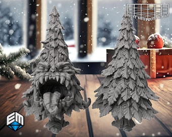 Christmas DnD Miniature Set - 13 Unpainted Resin Figures (Santa, Mimics, Animals) 28-32mm