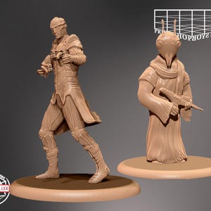 Set de miniaturas de luchador y compañero de ciencia ficción | Pack de figuras de Artificiero | Personaje heroico | para juegos de rol como D&D o Pathfinder | 28 mm