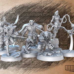 Unusual Ninja Squad Miniature Set | Shadow Stalkers Figure Pack | Asian Assassin Guild | for D&D 5e, Pathfinder and other RPG's | 32mm