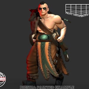 Wolf Warrior Miniature | Wolf Warrior Miniature | Heroic Character | Tabletop RPGs like D&D or Pathfinder | 28mm