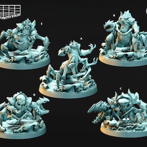 Crab Monster Miniature Set | Amphibious Crustaceans Miniature Pack | Wild Sea Encounters | for D&D 5e, Pathfinder and other RPG's |