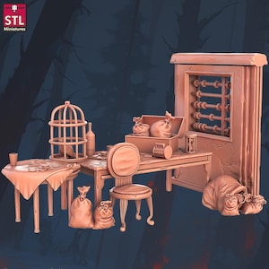 Smugglarens högkvartersminiatyr | Tiggaregillets bytesfigur | Dungeon Scatter Terrain | för D&D 5e, Pathfinder och andra TTRPG:er | 32 mm