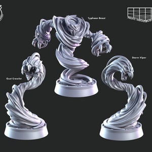 Lucht elementaire miniaturen set | Wind Elementair figuurpakket | Monsters | Zeer gedetailleerde afdruk | voor D&D 5e, Pathfinder en andere RPG's | 32 mm