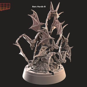 Creepy Bat Swarm Miniature | Bats Cloud Miniature | Cave Encounter | for D&D 5e, Pathfinder and other RPG&#39;s | 32 mm