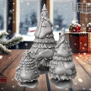 Ensemble miniature d’arbre de Noël | Arbre de Noël | terrain | pour D&D 5e, Pathfinder et autres RPG | 28mm | 28mm