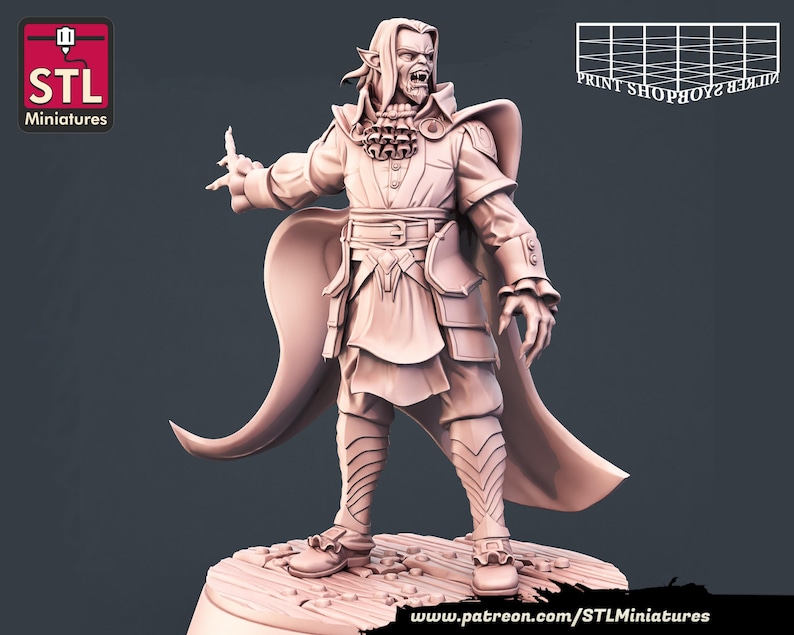 Vampire | Vampire Set | Tabletop Miniatures | STL Miniatures | 32mm | for RPGs like D&D or Pathfinder Vampire Lord B