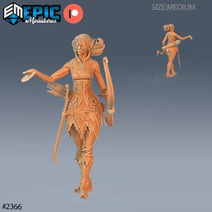 Elf Waldläuferin Miniatur | Elves Female Ranger with Bow Miniature | for D&D 5e, Pathfinder and other RPG's | 28mm | EPIC Miniatures