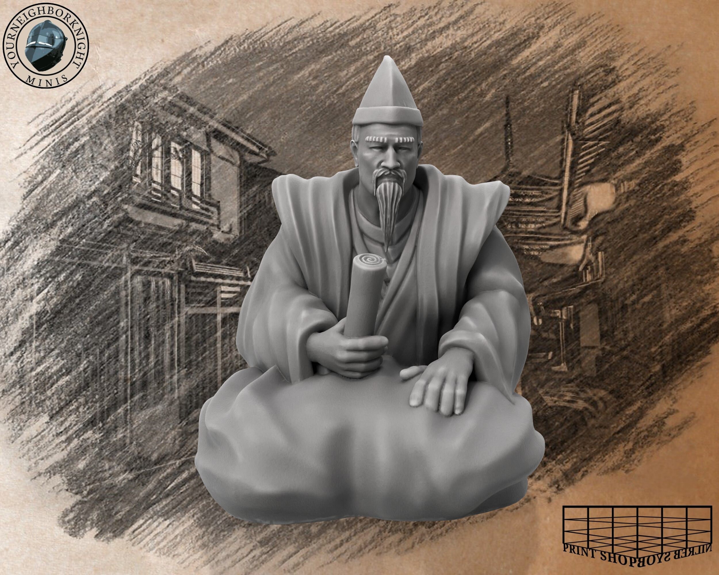 Shogun miniature | Lord of the Samurai | Daimyo | Bushido | for D&D 5e, Pathfinder and other RPG's | 32mm