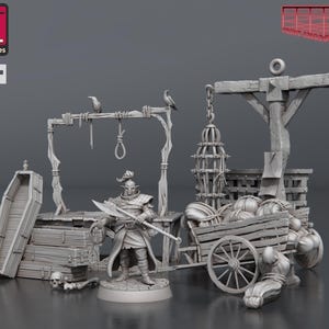 Executioner Miniature Set | Bugbear Hangman Figure Pack | Scatter Terrain | for D&D 5e, Pathfinder and other RPG&#39;s | 32mm