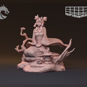 Young Geisha Miniature | Beauty Anime Miniature | for D&D 5e, Pathfinder and other RPG&#39;s | 28mm | 32mm | 75mm