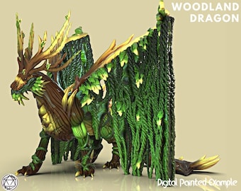 Dragón Guardián del Bosque Miniatura | Miniatura del Dragón del Bosque | Juegos de rol de mesa como D&D o Pathfinder | 28mm