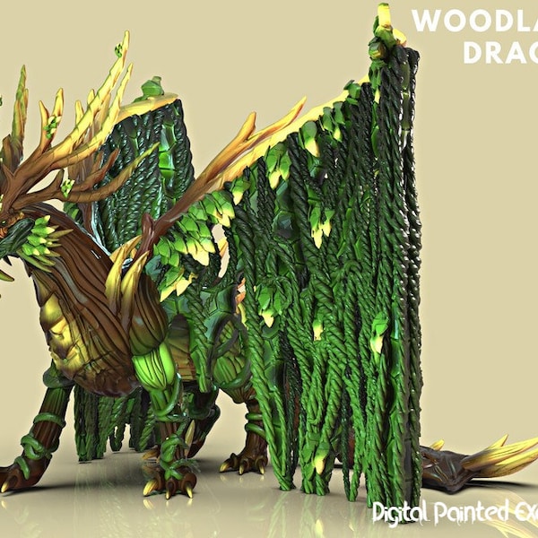 Guardian Dragon of the Forest Miniature | Woodland Dragon Miniature | Tabletop RPGs like D&D or Pathfinder | 28mm