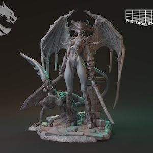Demon koningin miniatuur | Abyssal Devil Succubus miniatuur | voor D&D 5e, Pathfinder en andere RPG&#39;s | 32 mm | 75 mm | 150 mm