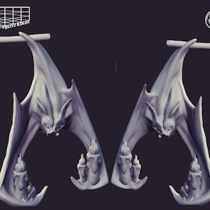 Bat Sconce Miniature Set | Bat Castle Terrain Figure Pack | Scatter Terrain | for D&D 5e, Pathfinder and other RPG&#39;s | 32 mm