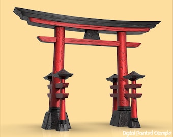 Japanese gate miniature | Japanese Gate Miniature | terrain | Tabletop RPGs like D&D or Pathfinder | 28mm | 32mm | 40mm